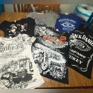 Pink, American fighter, Route 66, nirvana, jack daniels medium/large shirts